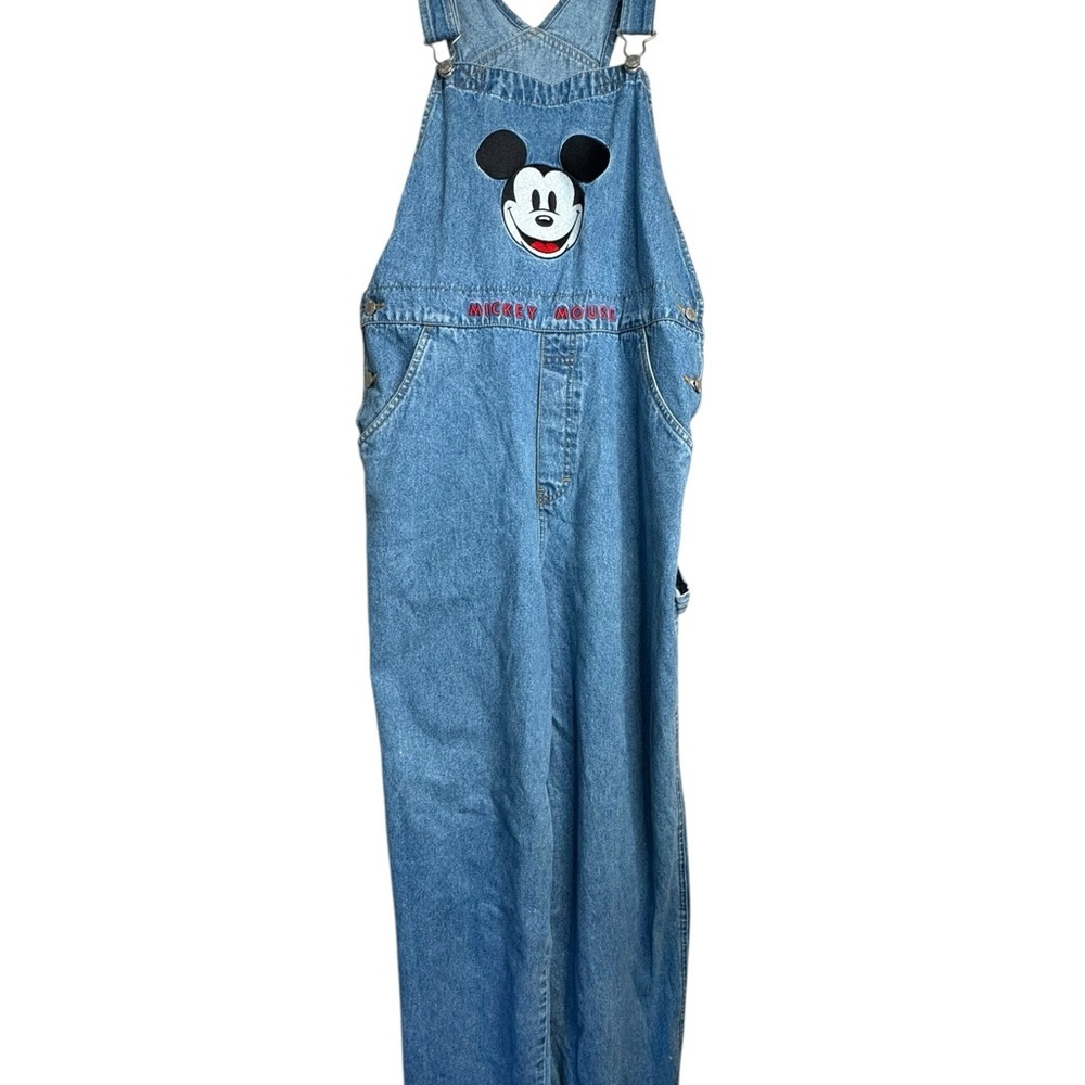 Vintage Disney Catalog Embroidered Mickey Mouse Denim Overalls Women’s Large - Picture 2 of 14